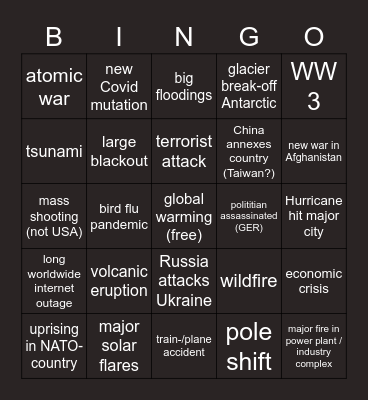 Katastrophenbingo 2022 Bingo Card