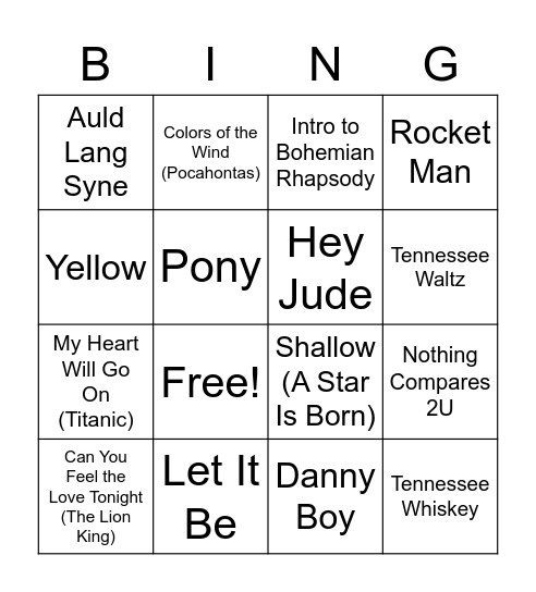 New Year's Violin Bingo 2022 Bingo Card
