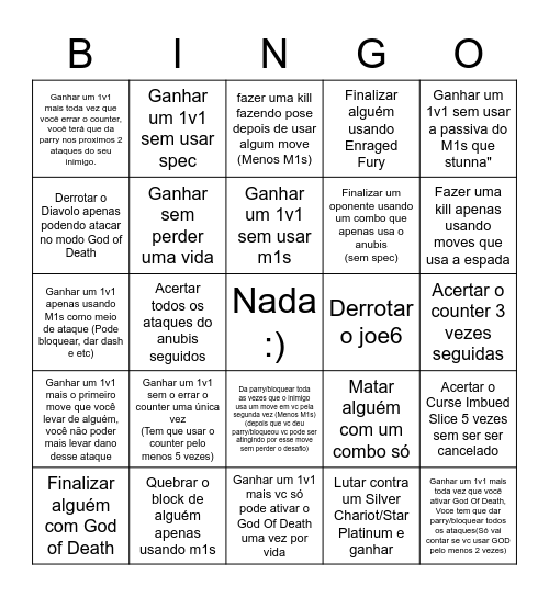 Anubis Bingo Challenge Bingo Card