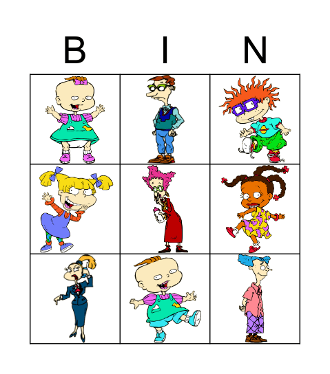 Rugrats characters Bingo Card