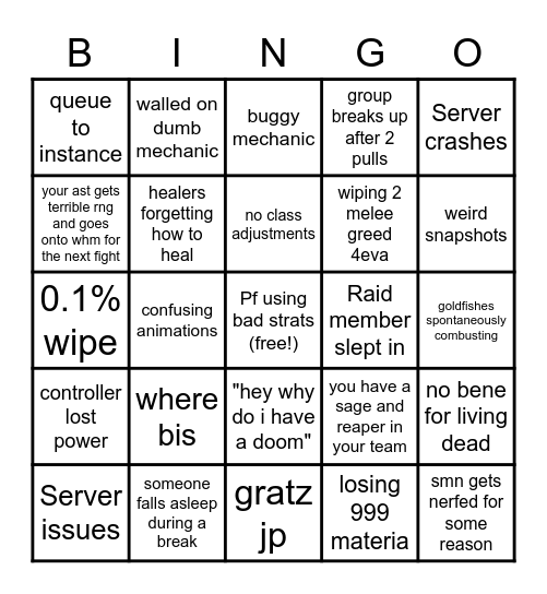 6.05 Savage Tier Bingo Card