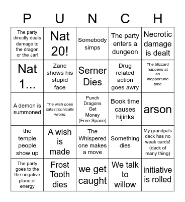 Session 41: Punch Dragons. Get Money Bingo Card