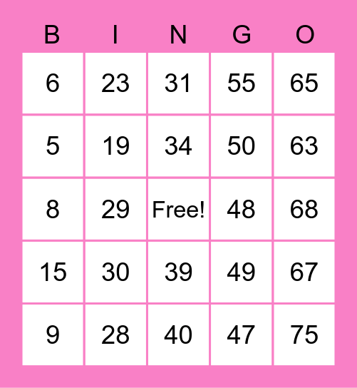 Kenzley’s Bingo Extravaganza!!! Bingo Card