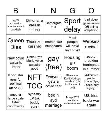 sydastream 2022 BINGO Card