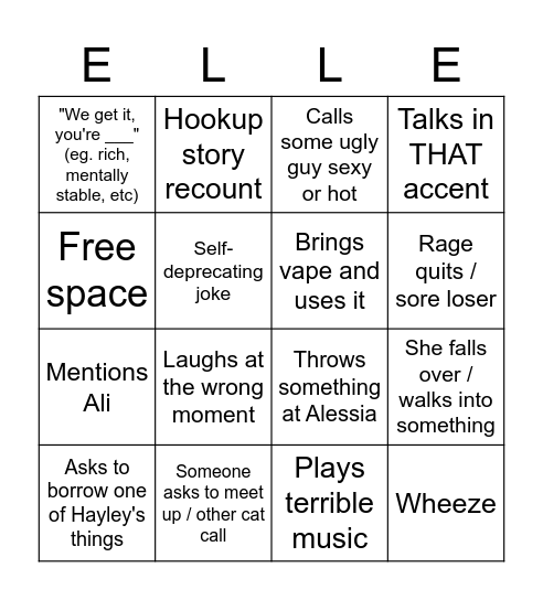 Elouise Bingo Card