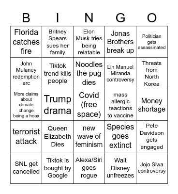 2022 Bingo Card