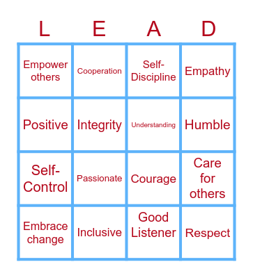 I AM THE LEADER Bingo Card