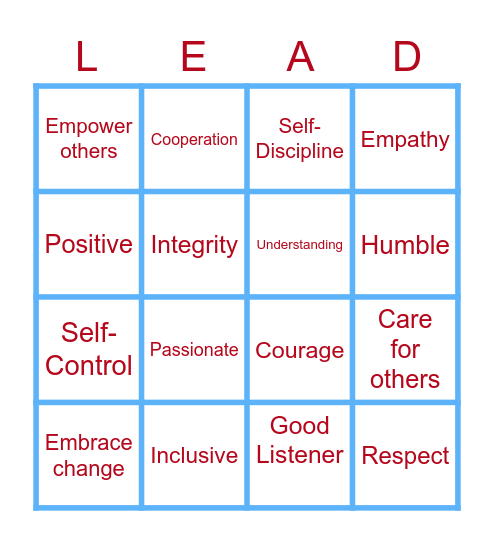 I AM THE LEADER Bingo Card