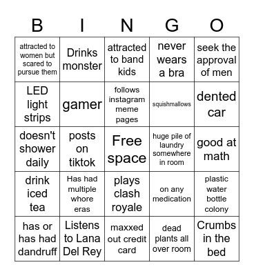 Femcel Bingo Card
