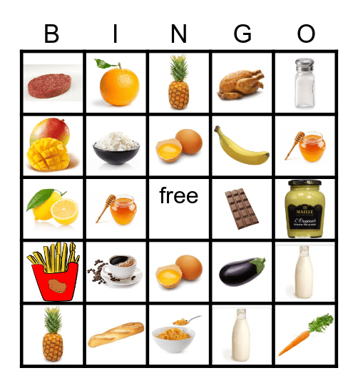 FOOD Bingo Card