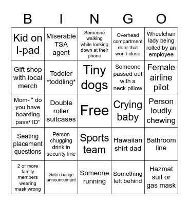 Covid airport Bingo Card