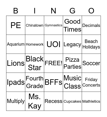 Stamford Bingo Card