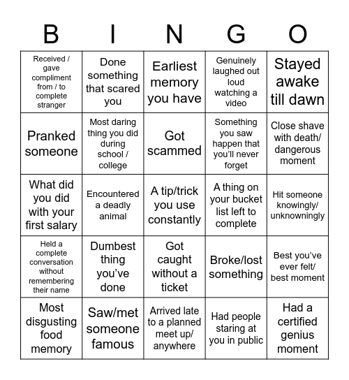 Story bingo Card