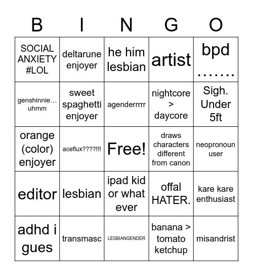 Sage Bingo Card