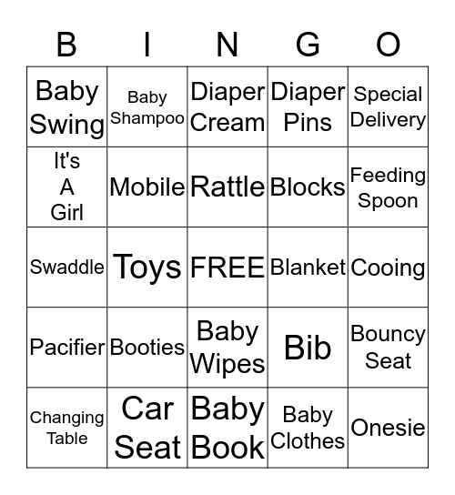 Lauren's Baby Shower Bingo Card