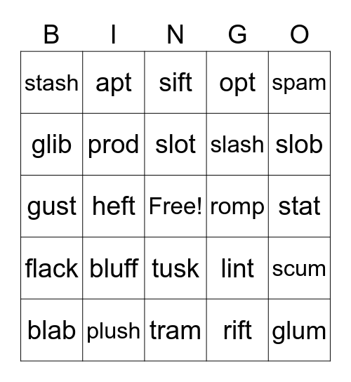 Yellow Group Bingo Card