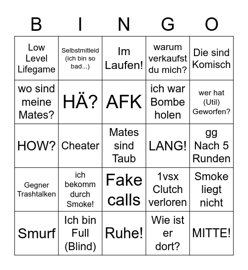 Faceit Bingo Card