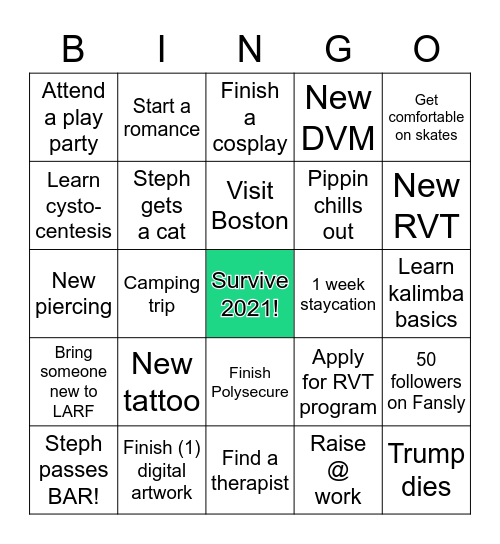 Rachel’s 2022 Bingo Card