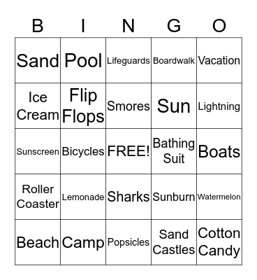 Summer Bingo Card