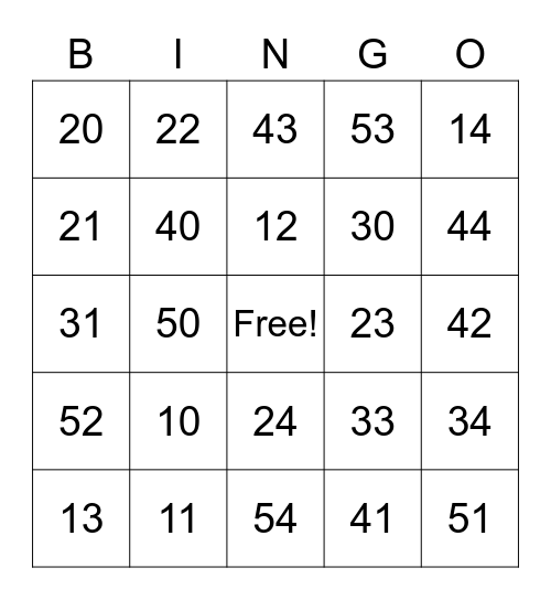 Mulberry Street Bingo Card