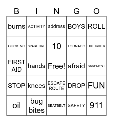 SAFETY BINGO Card