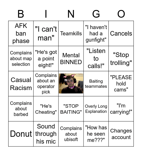 Ethan Siege Bingo Card