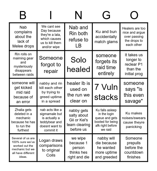 Pandaemonium Bingo Card