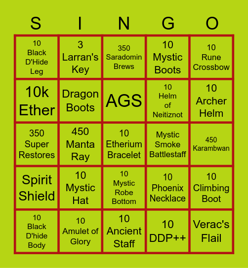 PK GINGO Bingo Card