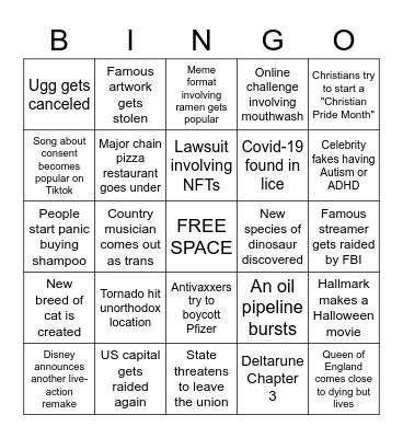 2022 Bingo Card