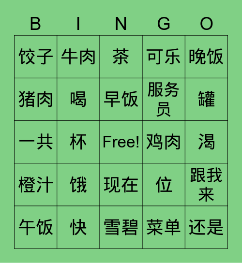 G8 U2.1 and U2.2 Bingo Card