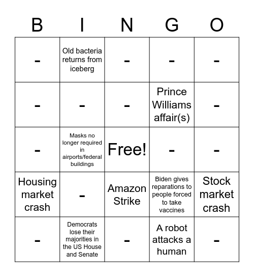 2022 Bingo Card