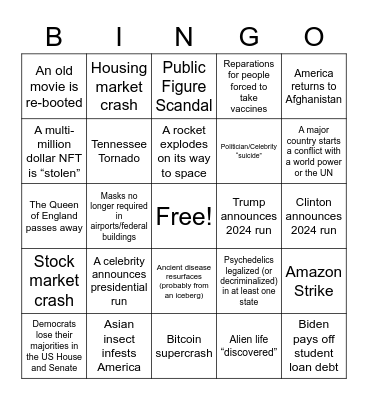 2022 Bingo Card