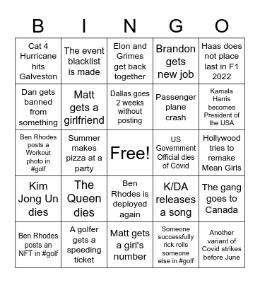 Joey's Card Bingo Card