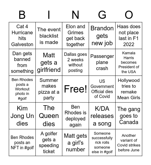 Joey's Card Bingo Card