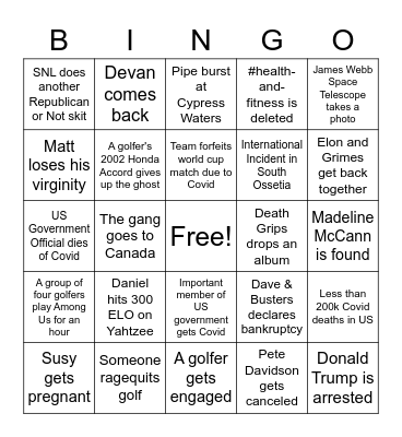 James' Card Bingo Card