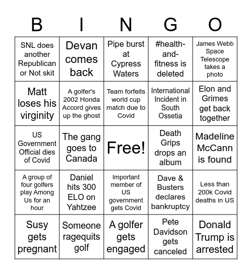 James' Card Bingo Card