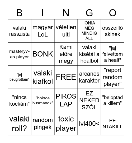 lol aram bingo Card