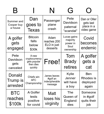 Brandon's Card Bingo Card