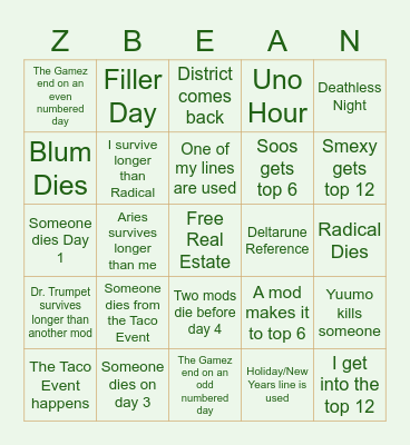 Hungroar Bingo the 3st Bingo Card
