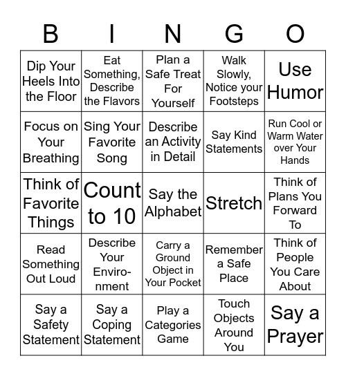 Grounding Bingo Card