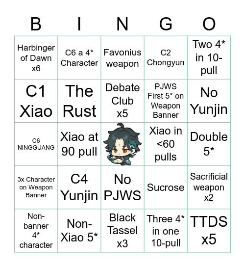 XIAO + PJWS BANNER *V2.4 Bingo Card