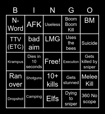 Vanguard Mulitplayer, Not Warzone Bingo Card