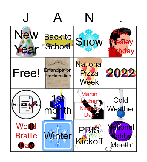 January Bingo Card