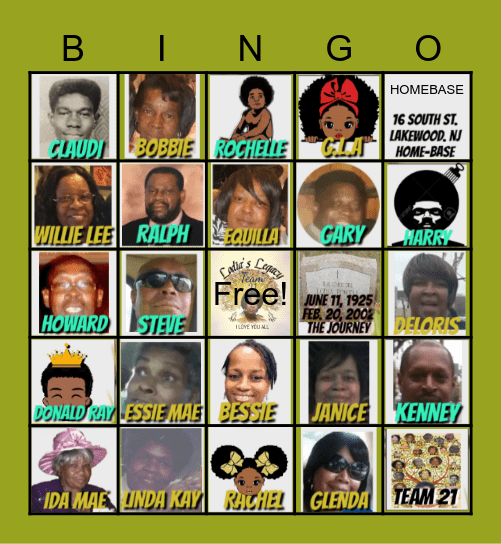TEAM 21 Bingo Card