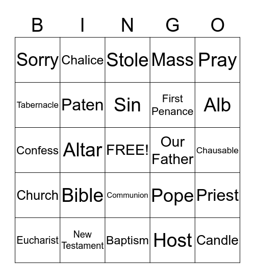 PRAY ! Bingo Card