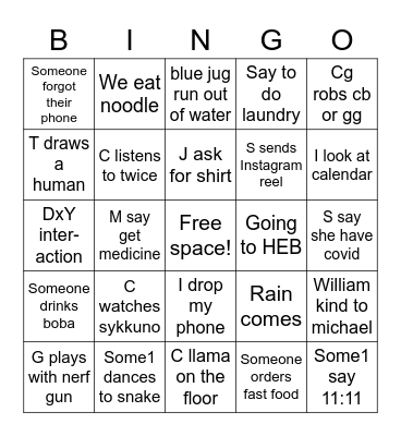 QwW Bingo Card
