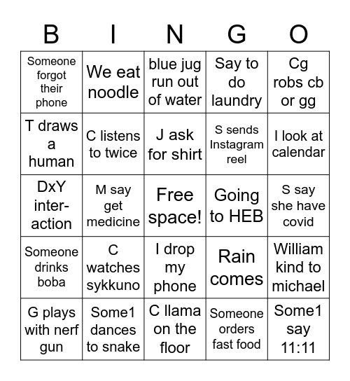 QwW Bingo Card