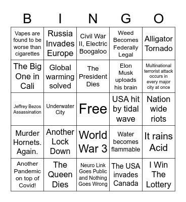 2022 Bingo Card