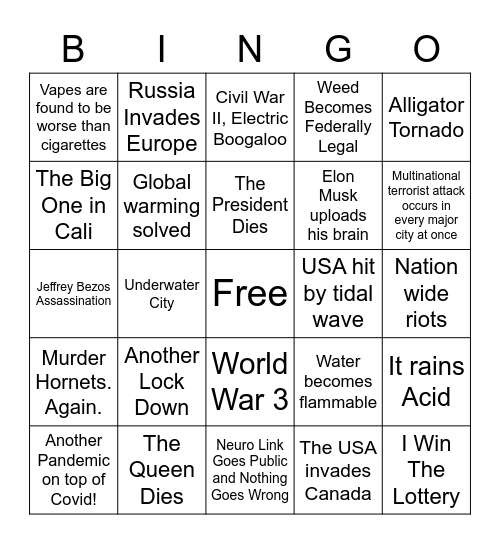 2022 Bingo Card