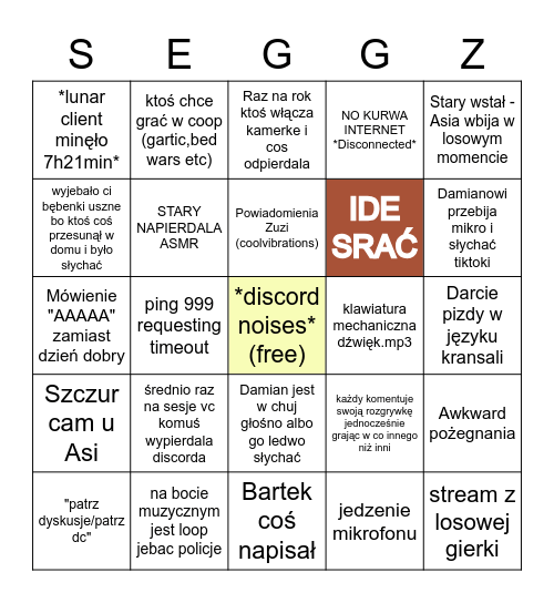 voice chat Bingo Card